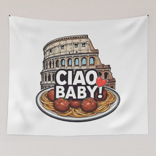 Item preview, Food Lover Rome Colosseum Meatballs Spaghetti "CIAO BABY!" designed and sold by Giulivo Store Graphic.