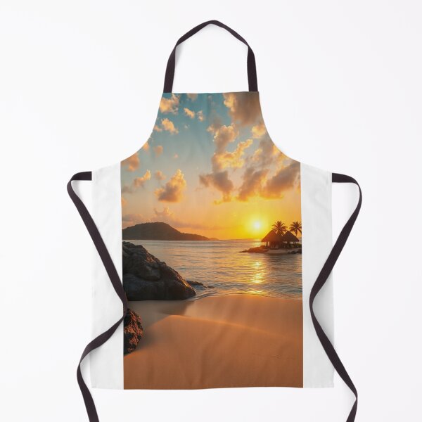 Item preview, Serene Tropical Sunset with Island Huts designed and sold by Vida e Arte.