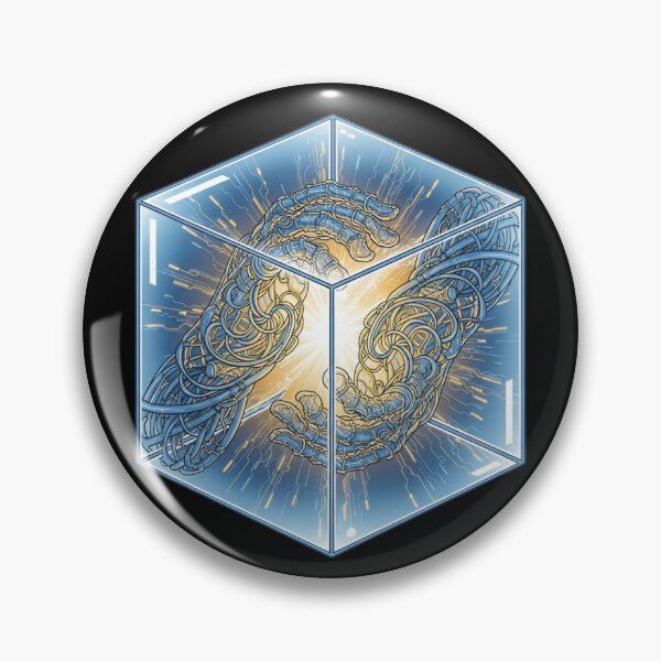 Item preview, Cybernetic Hands in a Light Cube – Futuristic Energy Core Art designed and sold by Dzblack.