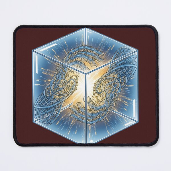 Item preview, Cybernetic Hands in a Light Cube – Futuristic Energy Core Art designed and sold by Dzblack.