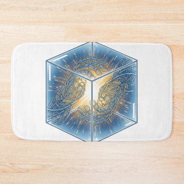 Item preview, Cybernetic Hands in a Light Cube – Futuristic Energy Core Art designed and sold by Dzblack.