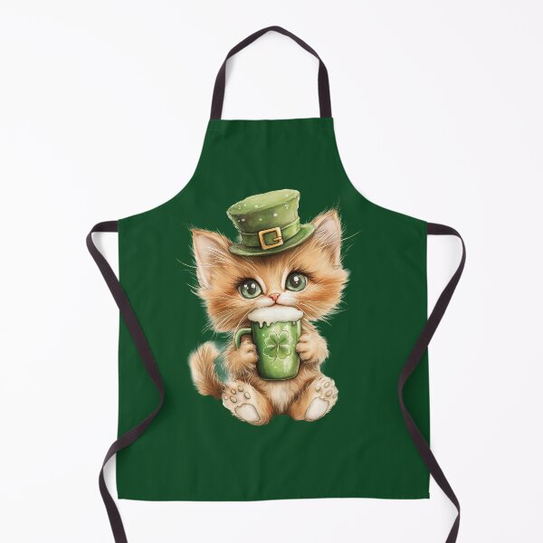 Item preview, Cute Ginger Lucky Cat Drinking Green Beer – St Patrick’s Day Kitten designed and sold by Erika Kaisersot.