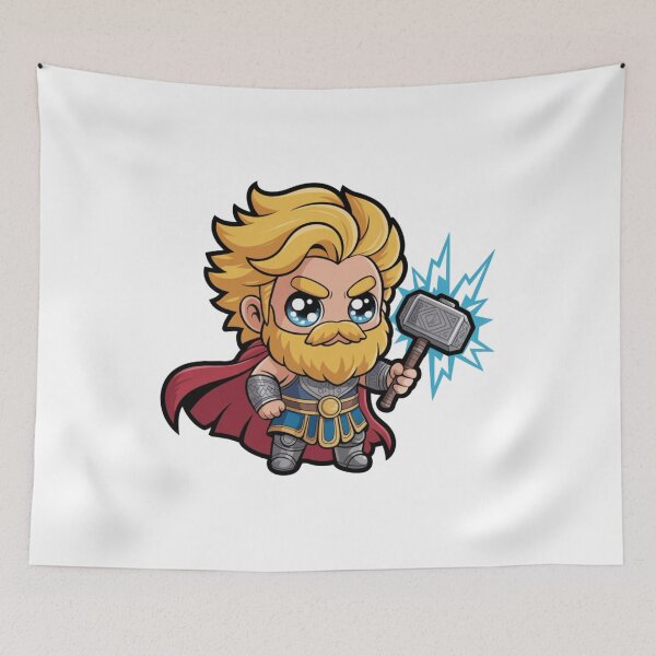 Item preview, Cute Thunder God Chibi – Kawaii Norse Mythology Warrior designed and sold by Dospart.