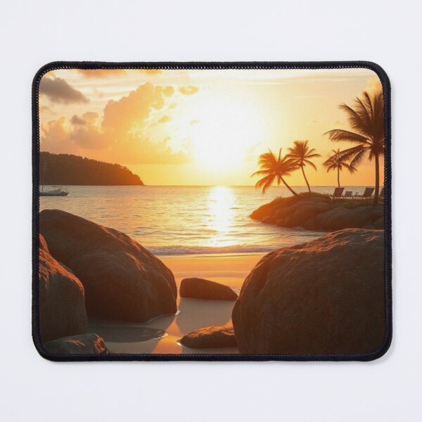 Item preview, Tropical Sunset Beach with Sailboat View designed and sold by Vida e Arte.