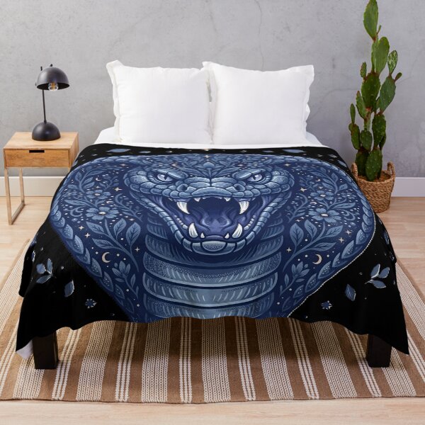 Item preview, Mystic Indigo Cobra - Hypnotic Botanical Guardian Portrait designed and sold by PawsyVibe.