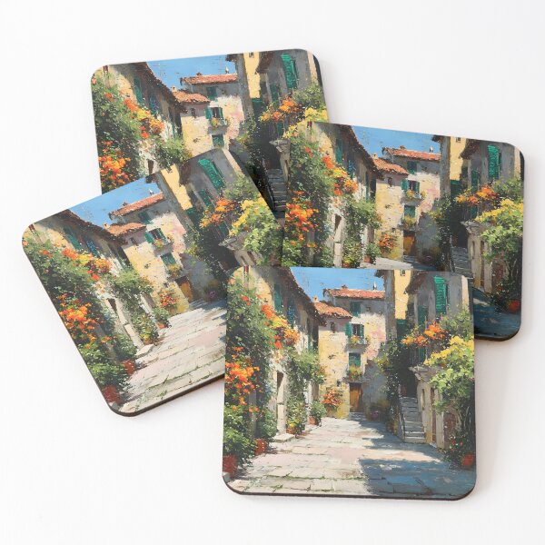 Item preview, Tuscan Village Street with Vibrant Flowers designed and sold by daila70.