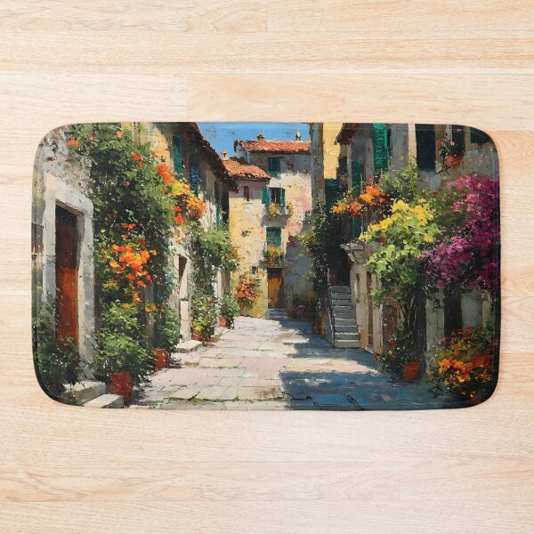 Item preview, Tuscan Village Street with Vibrant Flowers designed and sold by daila70.