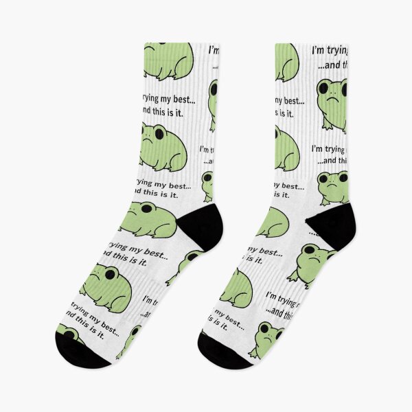 Item preview, Sad Green Frog Illustration with "I'm Trying My Best" Quote designed and sold by Zatch-Bell.