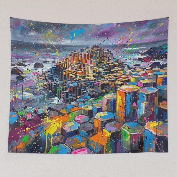 Item preview, Colourful Abstract Giant’s Causeway Art Print – Vibrant Northern Ireland Coastal Landscape designed and sold by Printpix.