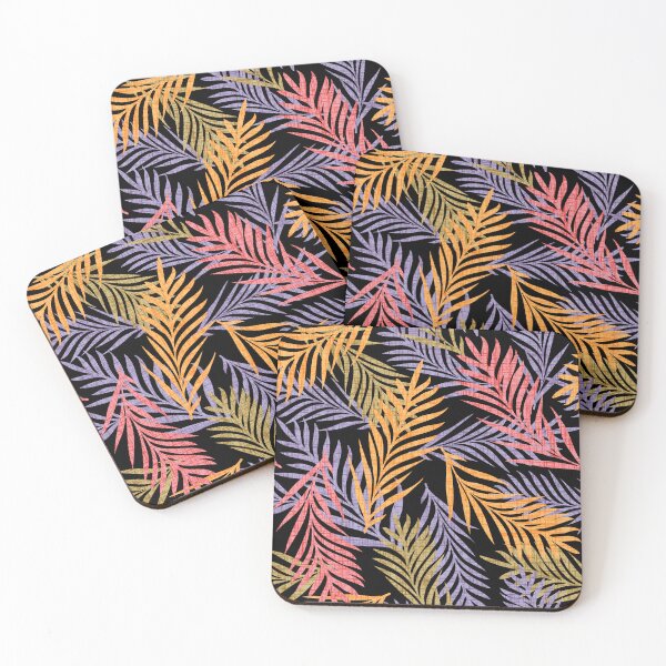 Item preview,  Multicolour Tropical Palm Leaf Pattern – Vibrant Jungle Botanical Design. Black background. designed and sold by SIR13.