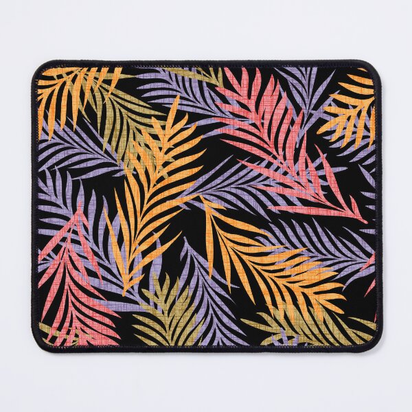 Item preview, Multicolour Tropical Palm Leaf Pattern – Vibrant Jungle Botanical Design. Black background. designed and sold by SIR13.