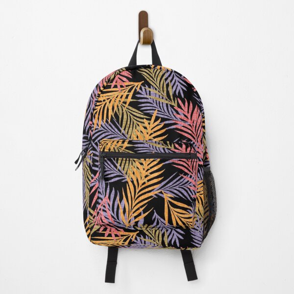 Item preview, Multicolour Tropical Palm Leaf Pattern – Vibrant Jungle Botanical Design. Black background. designed and sold by SIR13.