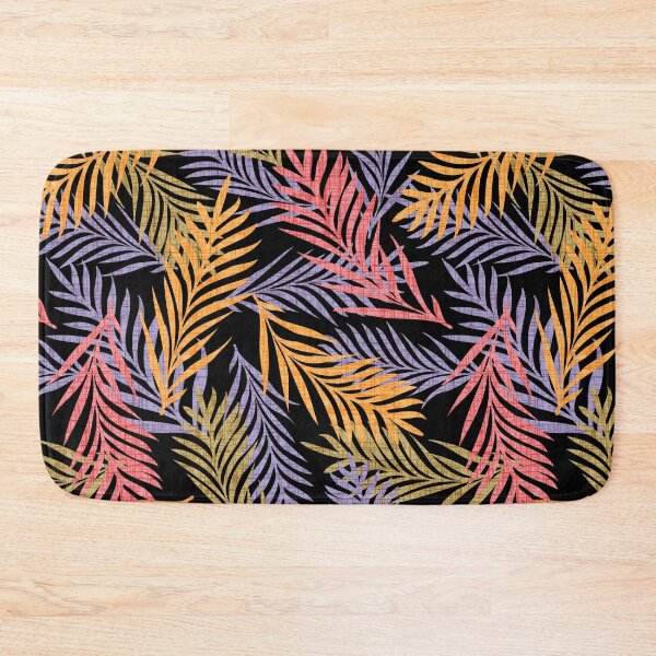 Item preview,  Multicolour Tropical Palm Leaf Pattern – Vibrant Jungle Botanical Design. Black background. designed and sold by SIR13.