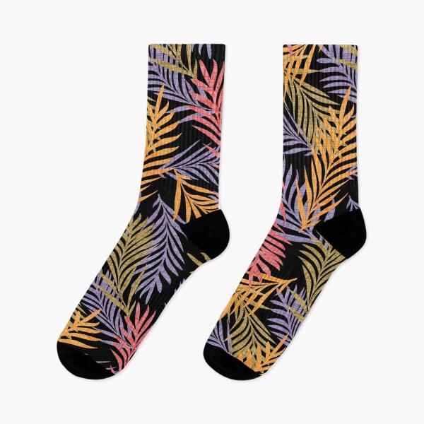 Item preview,  Multicolour Tropical Palm Leaf Pattern – Vibrant Jungle Botanical Design. Black background. designed and sold by SIR13.