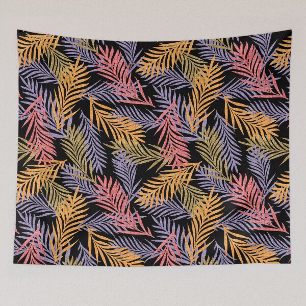 Item preview,  Multicolour Tropical Palm Leaf Pattern – Vibrant Jungle Botanical Design. Black background. designed and sold by SIR13.