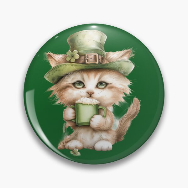 Item preview, Cute Fluffy Cat Drinking Green Beer – St Patrick’s Day Leprechaun Kitten designed and sold by Erika Kaisersot.