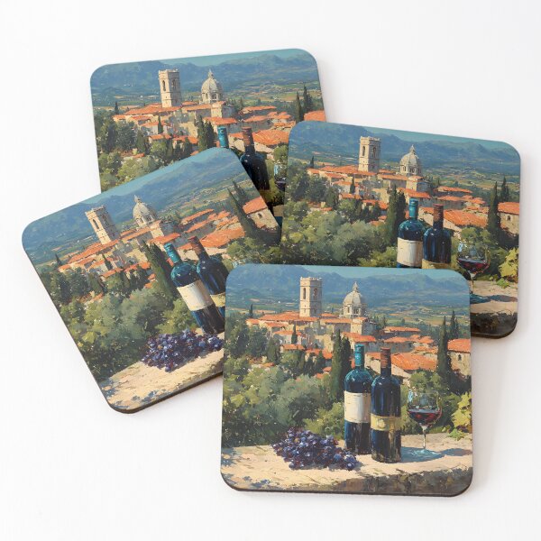 Item preview, Tuscan Vineyard Terrace with Wine and Village View designed and sold by daila70.