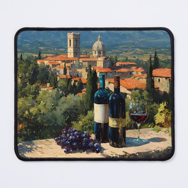 Item preview, Tuscan Vineyard Terrace with Wine and Village View designed and sold by daila70.