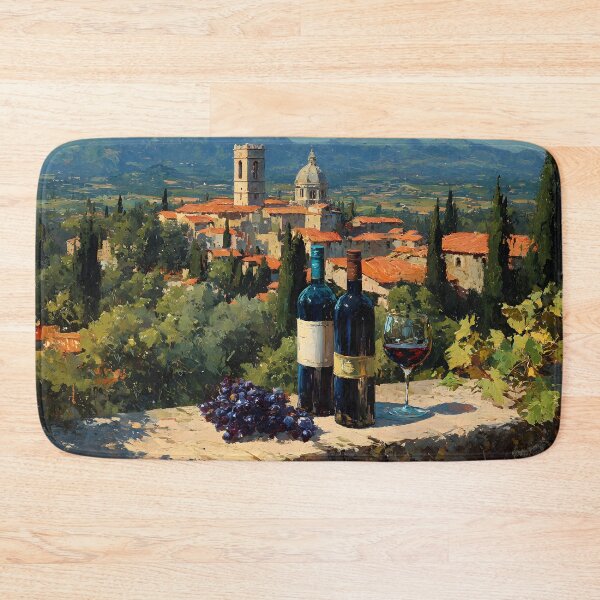 Item preview, Tuscan Vineyard Terrace with Wine and Village View designed and sold by daila70.