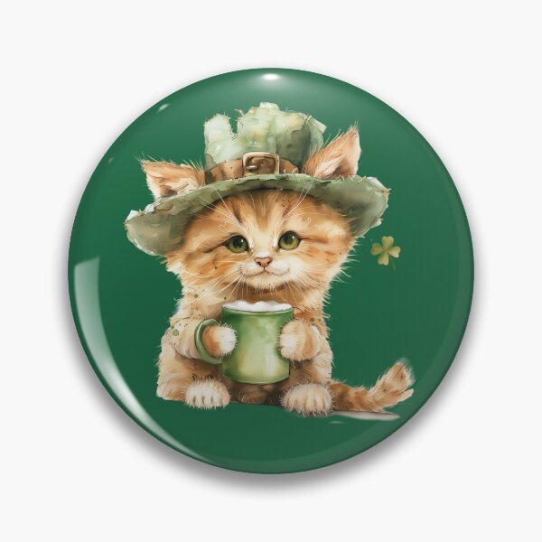 Item preview, Lucky Irish Cat with Green Beer Mug – St Patrick’s Day Kitten designed and sold by Erika Kaisersot.
