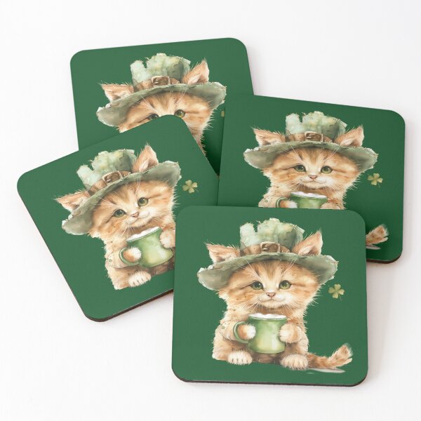 Item preview, Lucky Irish Cat with Green Beer Mug – St Patrick’s Day Kitten designed and sold by Erika Kaisersot.