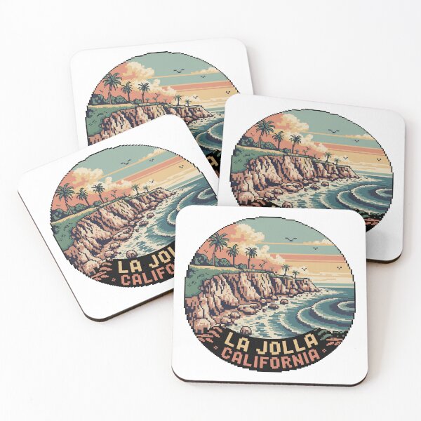 Item preview, La Jolla California Pixel Art Sunset Cliffside designed and sold by CircinusStore.