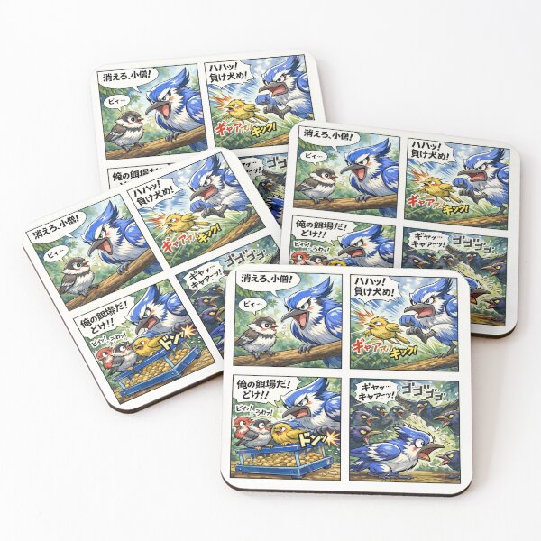 Item preview, Funny Blue Jay Bird Feeder Comic - Anime Style Bird Drama designed and sold by Wings & Whatever.