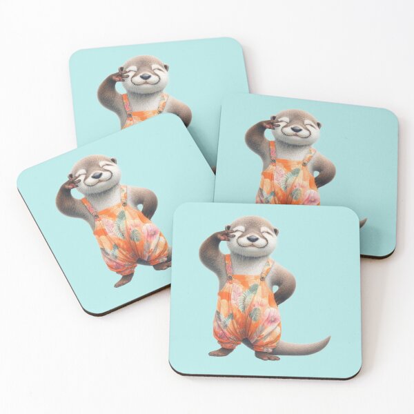 Item preview, Cute otter wear a teal overalls with playful wink designed and sold by ideandesign.
