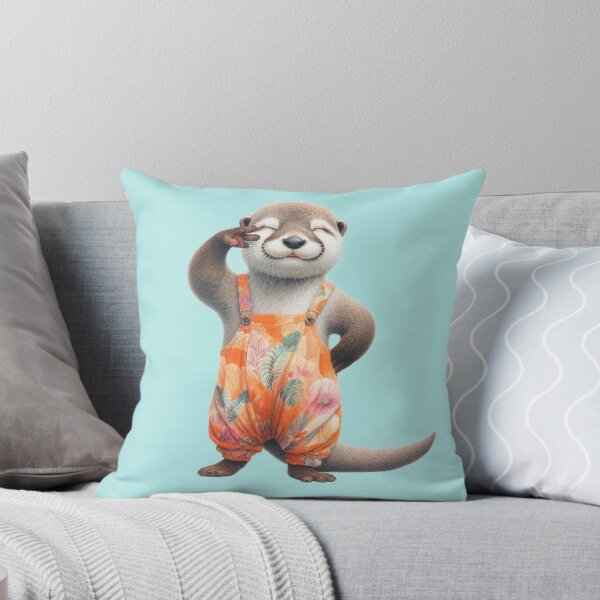 Item preview, Cute otter wear a teal overalls with playful wink designed and sold by ideandesign.