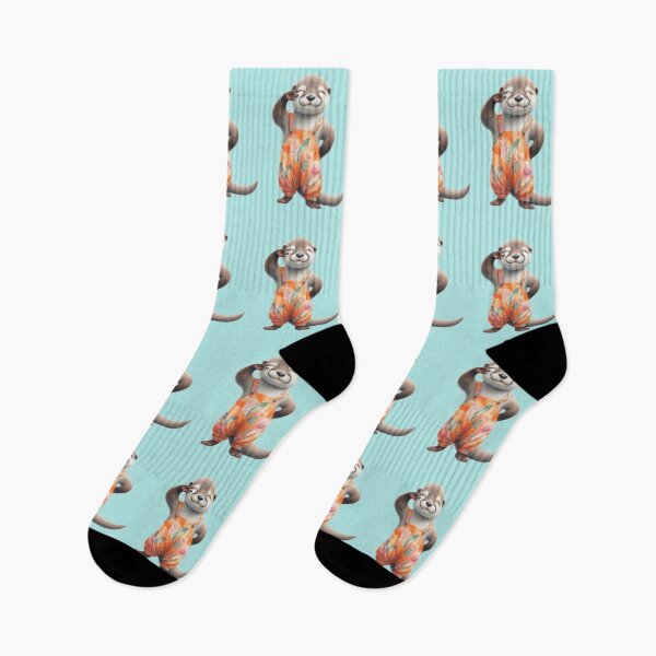 Item preview, Cute otter wear a teal overalls with playful wink designed and sold by ideandesign.