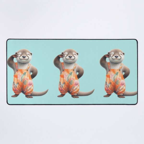 Item preview, Cute otter wear a teal overalls with playful wink designed and sold by ideandesign.