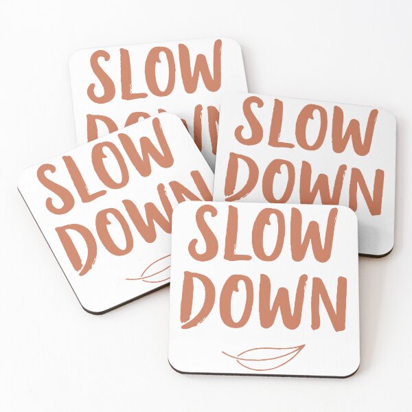 Item preview, Handwritten  Slow Down  lettering with a simple leaf icon on a white background, a minimal motivational quote promoting mindfulness, relaxation designed and sold by Dejbar.