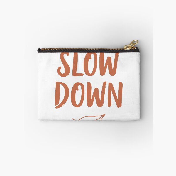 Item preview, Handwritten Slow Down lettering with a simple leaf icon on a white background, a minimal motivational quote promoting mindfulness, relaxation designed and sold by Dejbar.