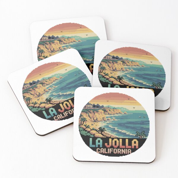 Item preview, La Jolla California Pixel Art Sunset Coastline designed and sold by CircinusStore.
