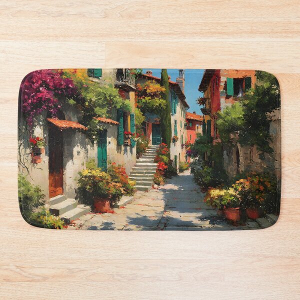 Item preview, Tuscan Cobblestone Street with Flowers and Greenery designed and sold by daila70.