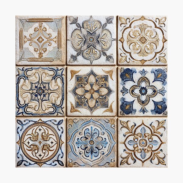 Item preview, Porcelain Beige Ornament Tile Portuguese Inspired Pattern designed and sold by GrinGalore.