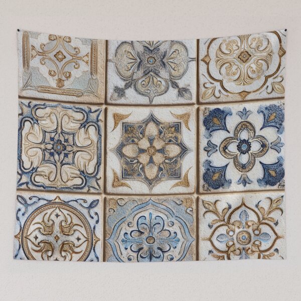 Item preview, Porcelain Beige Ornament Tile Portuguese Inspired Pattern designed and sold by GrinGalore.