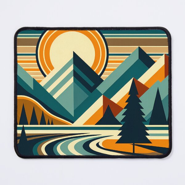 Item preview, Geometric Mountain Peaks with Sun and Pine Trees designed and sold by InkSmithery.