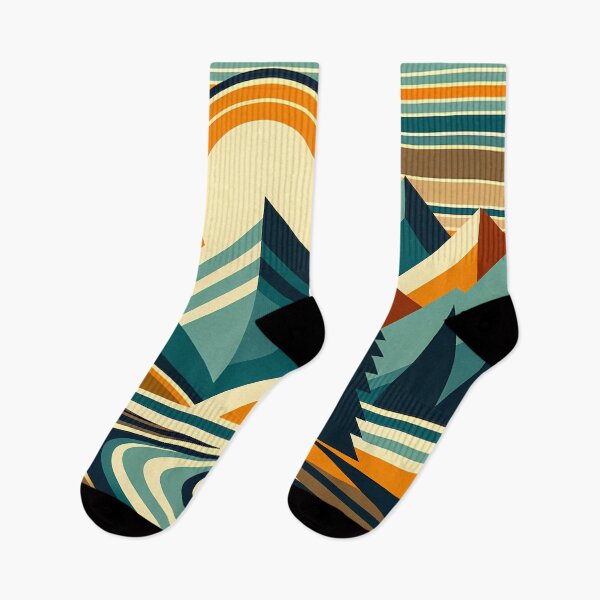 Item preview, Geometric Mountain Peaks with Sun and Pine Trees designed and sold by InkSmithery.