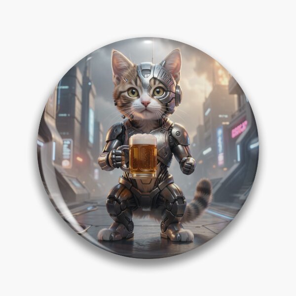 Item preview, Cyber Cat Warrior in Neon City – Futuristic Art, Urban Energy & Creative SciFi Vibes designed and sold by FotoworldEdel.