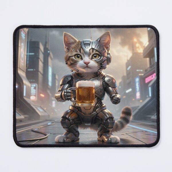 Item preview, Cyber Cat Warrior in Neon City – Futuristic Art, Urban Energy & Creative SciFi Vibes designed and sold by FotoworldEdel.