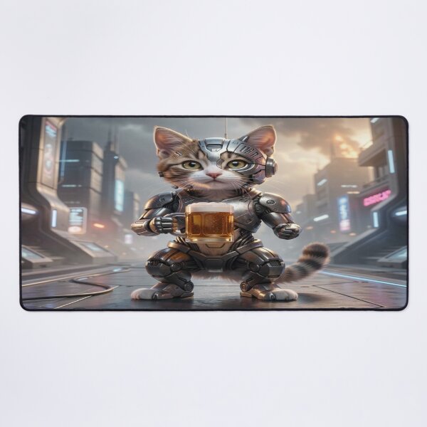 Item preview, Cyber Cat Warrior in Neon City – Futuristic Art, Urban Energy & Creative SciFi Vibes designed and sold by FotoworldEdel.
