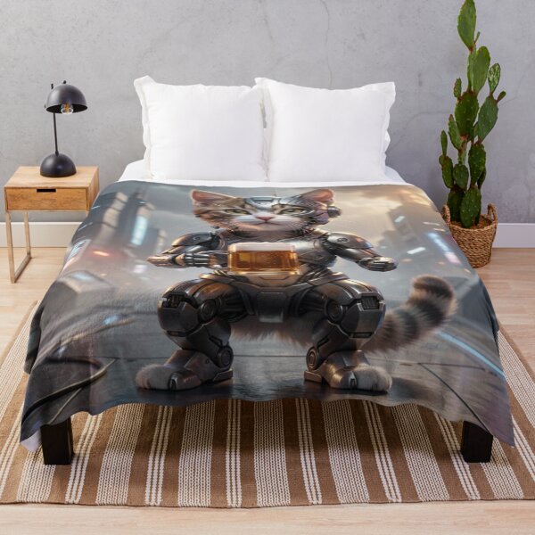 Item preview, Cyber Cat Warrior in Neon City – Futuristic Art, Urban Energy & Creative SciFi Vibes designed and sold by FotoworldEdel.