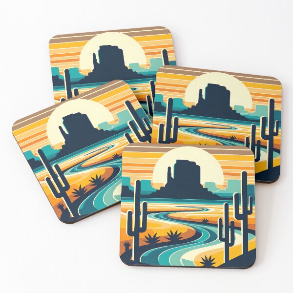 Item preview, Desert River Sunset with Cactus Silhouettes designed and sold by InkSmithery.