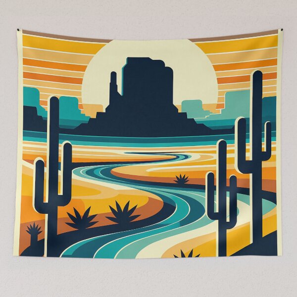 Item preview, Desert River Sunset with Cactus Silhouettes designed and sold by InkSmithery.