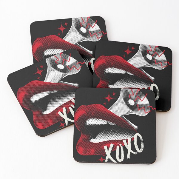 Item preview, Edgy Pop Art Lips Megaphone - Y2K Halftone XOXO Aesthetic designed and sold by birleşik zevkler.