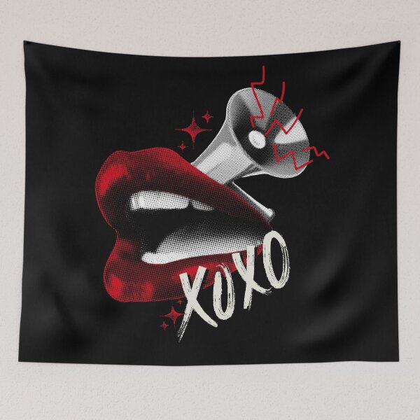 Item preview, Edgy Pop Art Lips Megaphone - Y2K Halftone XOXO Aesthetic designed and sold by birleşik zevkler.