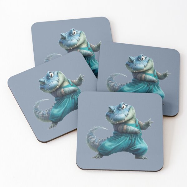 Item preview, Cute crocodile wear a teal overalls with playful wink designed and sold by ideandesign.