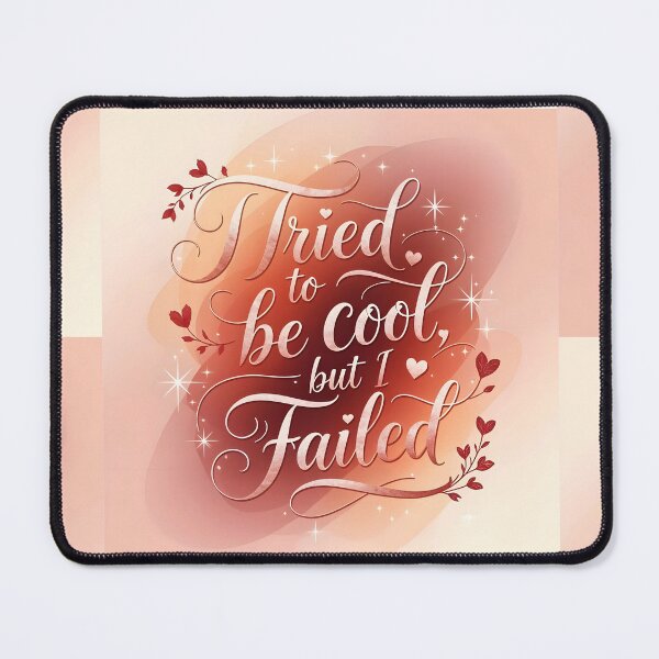 Item preview, I Tried to be Cool but I Failed – Romantic Rose Gold Calligraphy Art Print designed and sold by Kelvin Hughes Design.