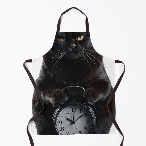 Item preview, Grumpy Black Cat With Alarm Clock designed and sold by BlondeBalance.